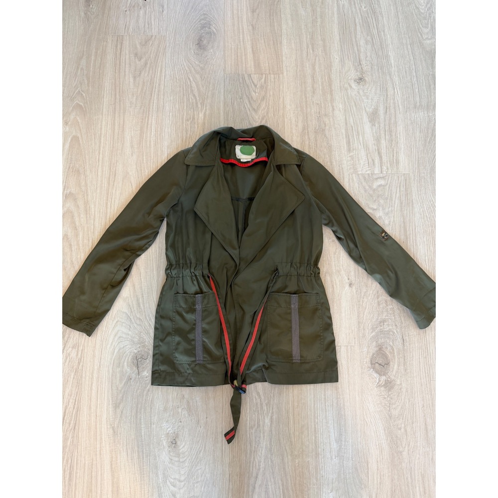 Anthropologie Utility Jacket Womens XS Olive Green Drawstring Waist‎ Safari Coat